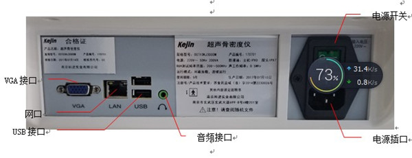 OSTEOKJ3000M、OSTEOKJ3000M+、OSTEOKJ3000S、OSTEOKJ3000S+型號(hào)骨密度儀接口示意圖